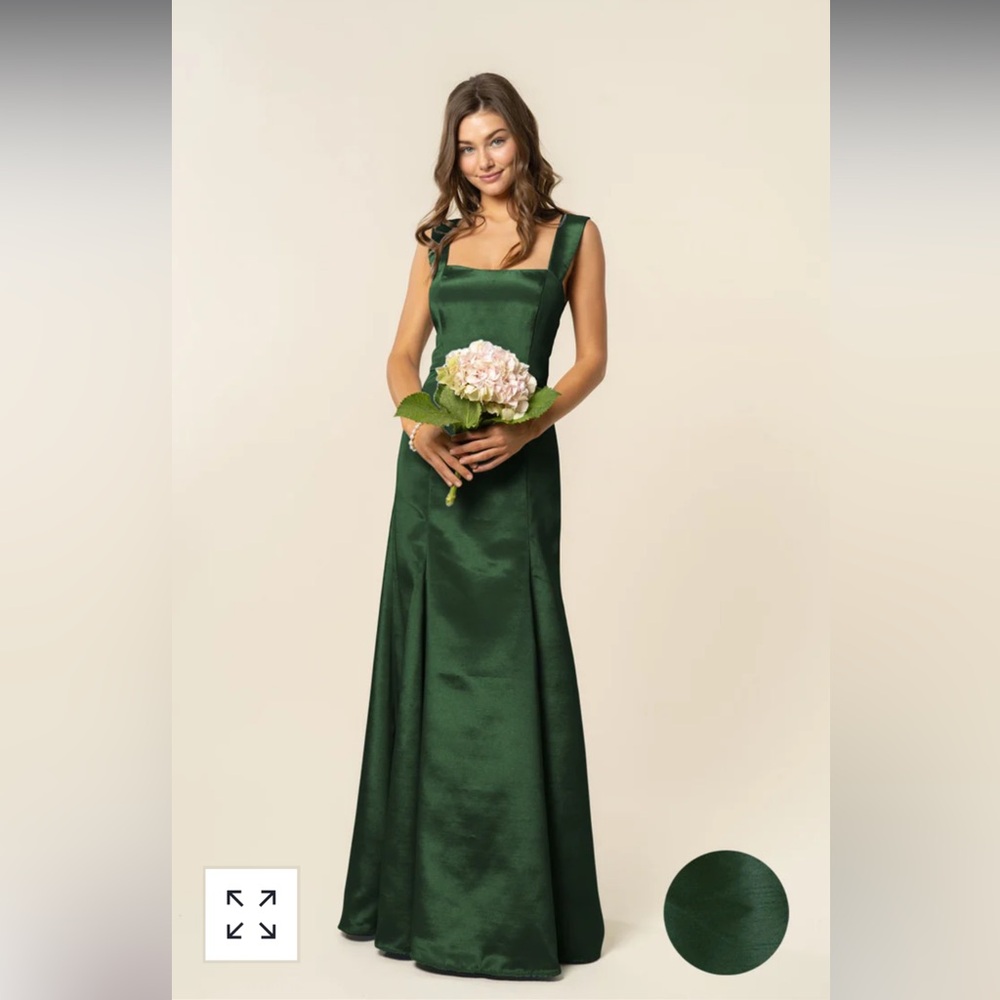 Lulakate Forest Shantung Beckett Trumpet Skirt Bridesmaid Dress
